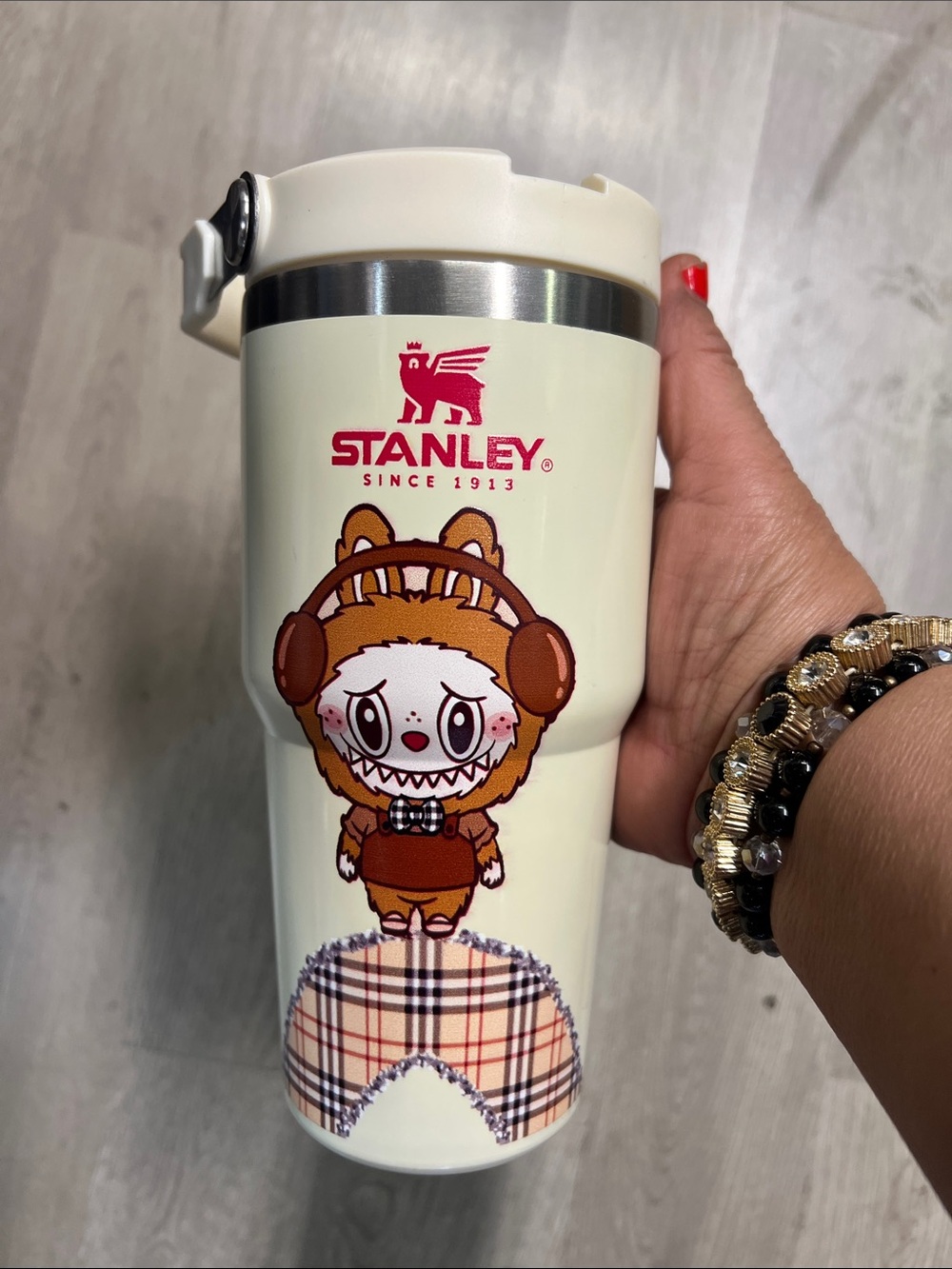 Stanley Cream Kids Travel Tumbler with Character Graphic